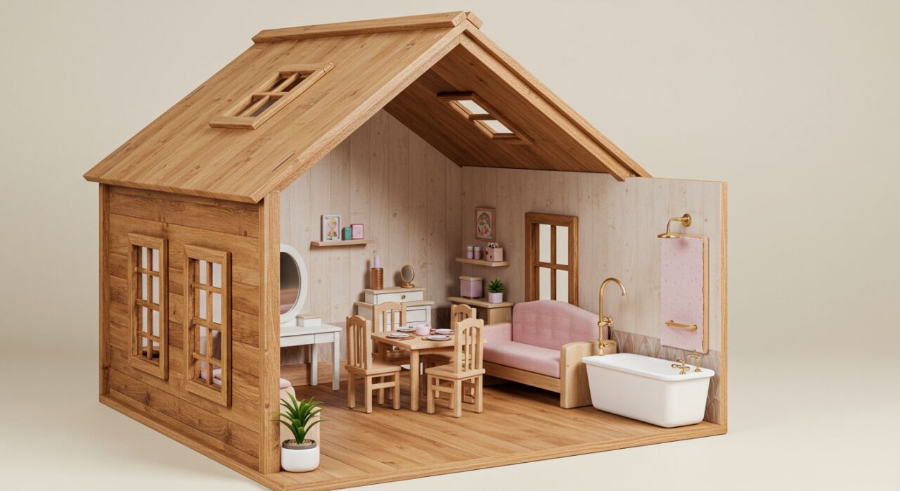 Eşyalı Ahşap Barbie Evi | Hand Craft Toys