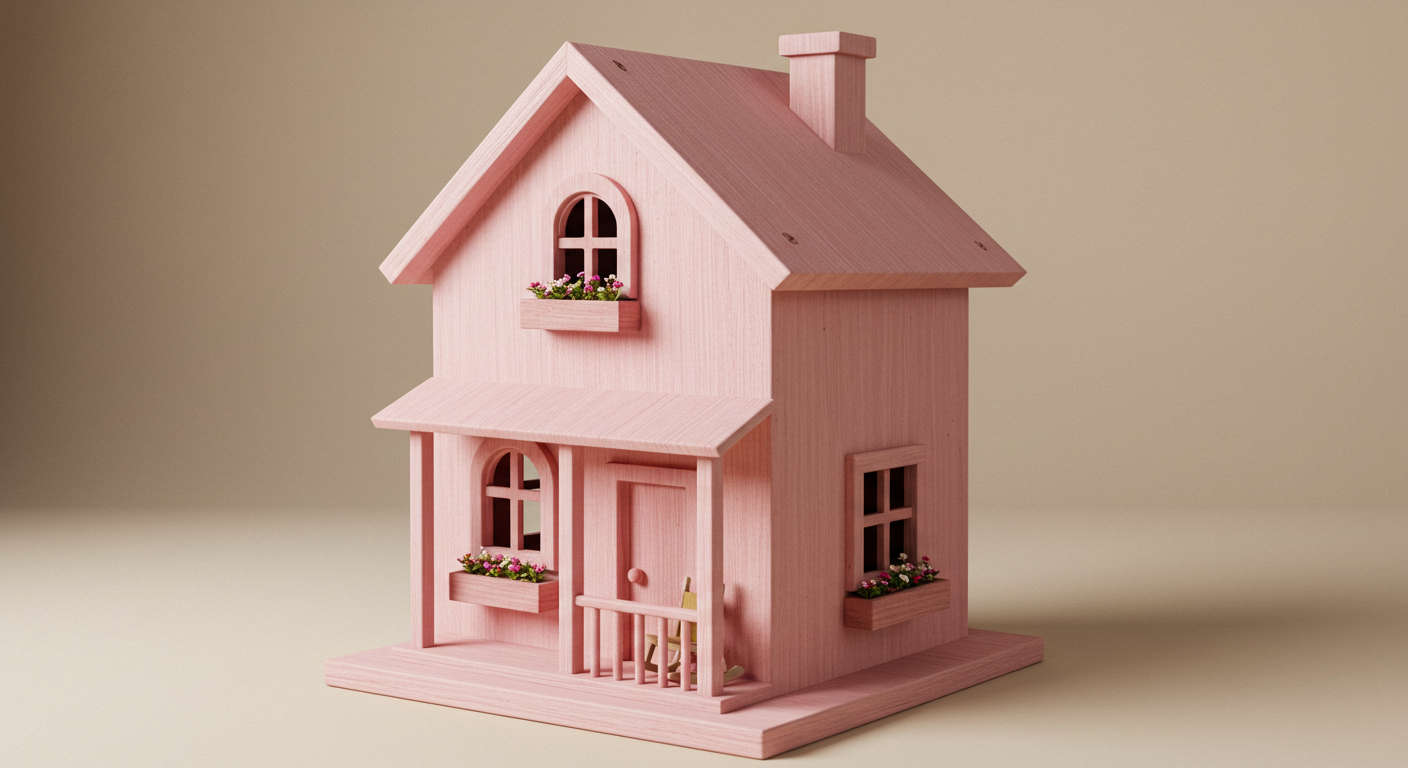 Pembe Ahşap Oyuncak Ev