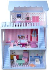 Ahşap oyun evi  açık mavi