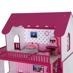 Ahşap oyun evi fuşya