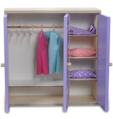 Ahşap Elbise Dolabı lila